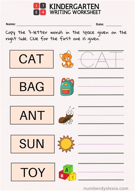 Writing Worksheets for Kindergarten (Free Printables).
